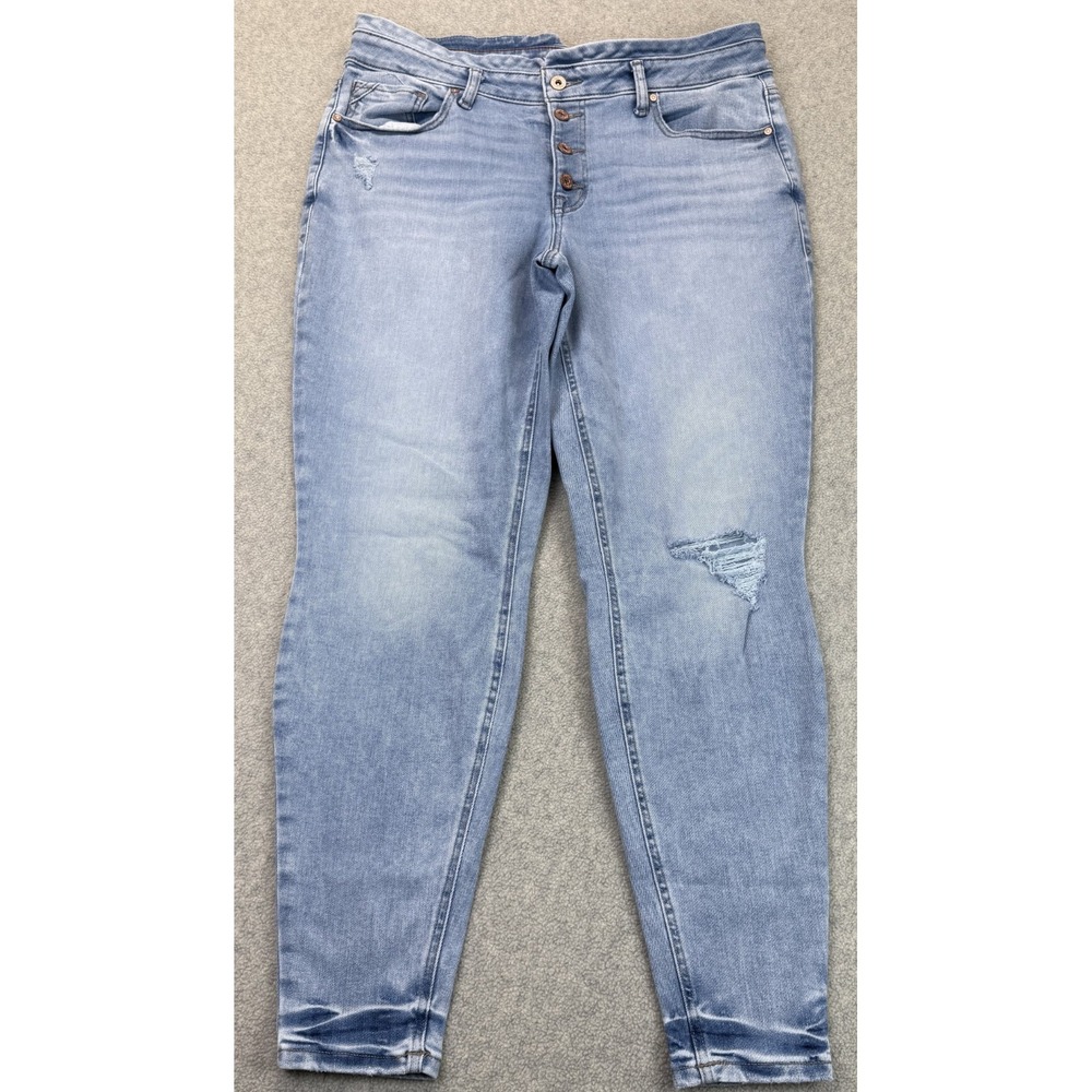 Edgely Womens Skinny Jeans Light Blue Denim Distressed Stretch Comfort Y2K 18